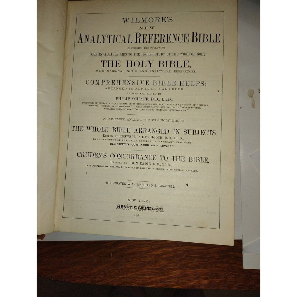Antique WILMORE'S NEW ANALYTICAL REFERENCE BIBLE - 1904. Very Good-Fine Cond - Picture 4 of 16